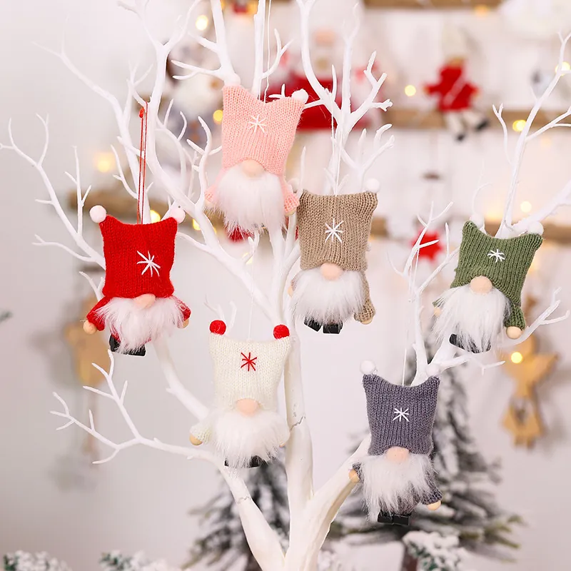 Ornements de Gnome de Noël Tricoté Flocon de Neige Tomte Gnome Décorations à Suspendre pour Arbre de Noël Maison