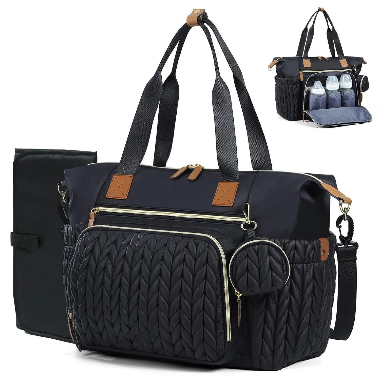Large Capacity Diaper Bag Multitask Travel Handbag Waterproof Quilted Tote Bag Maternity Baby Care Bag For Women