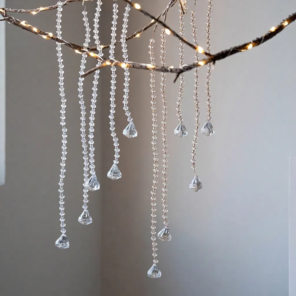 Christmas Acrylic Transparent Crystal Bead Chain Tassel Hanging Ornament Wedding Party Home Decor Christmas Tree Decoration