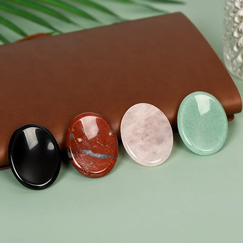 Natural Crystal Worry Stone Healing Gemstone Thumb Stone Oval Polished Palm Stone Meditation Reiki Energy Home Decor