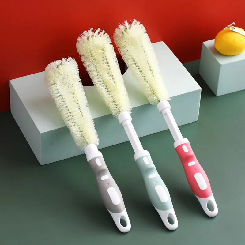 Telescopic Water Bottle Brush Long Handle Cleaner L Shaped Bendable Head For Milk Bottle Glass Kettle Kitchen PP TPE