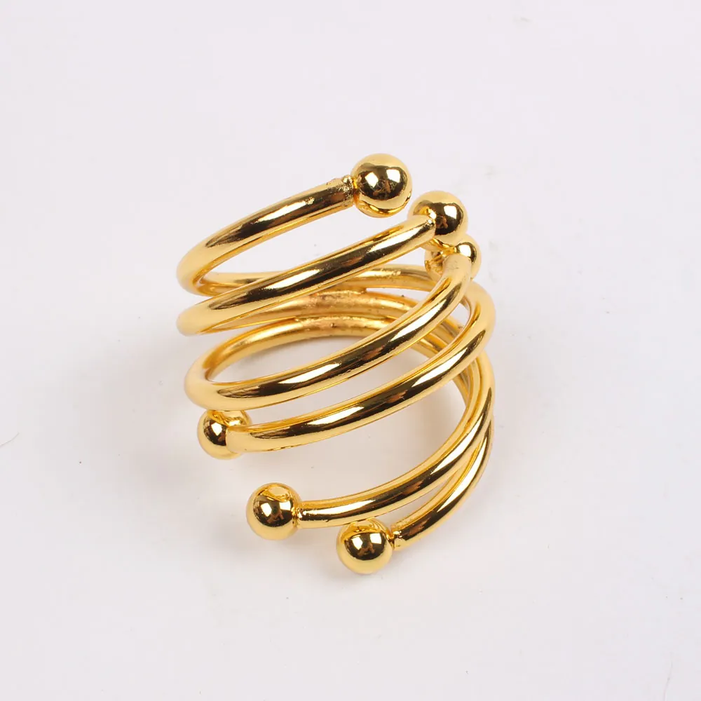 Spiral Metal Napkin Rings With Beaded Ends Decorative Holders For Wedding Dinner Hotel Nordic Style Table Setting