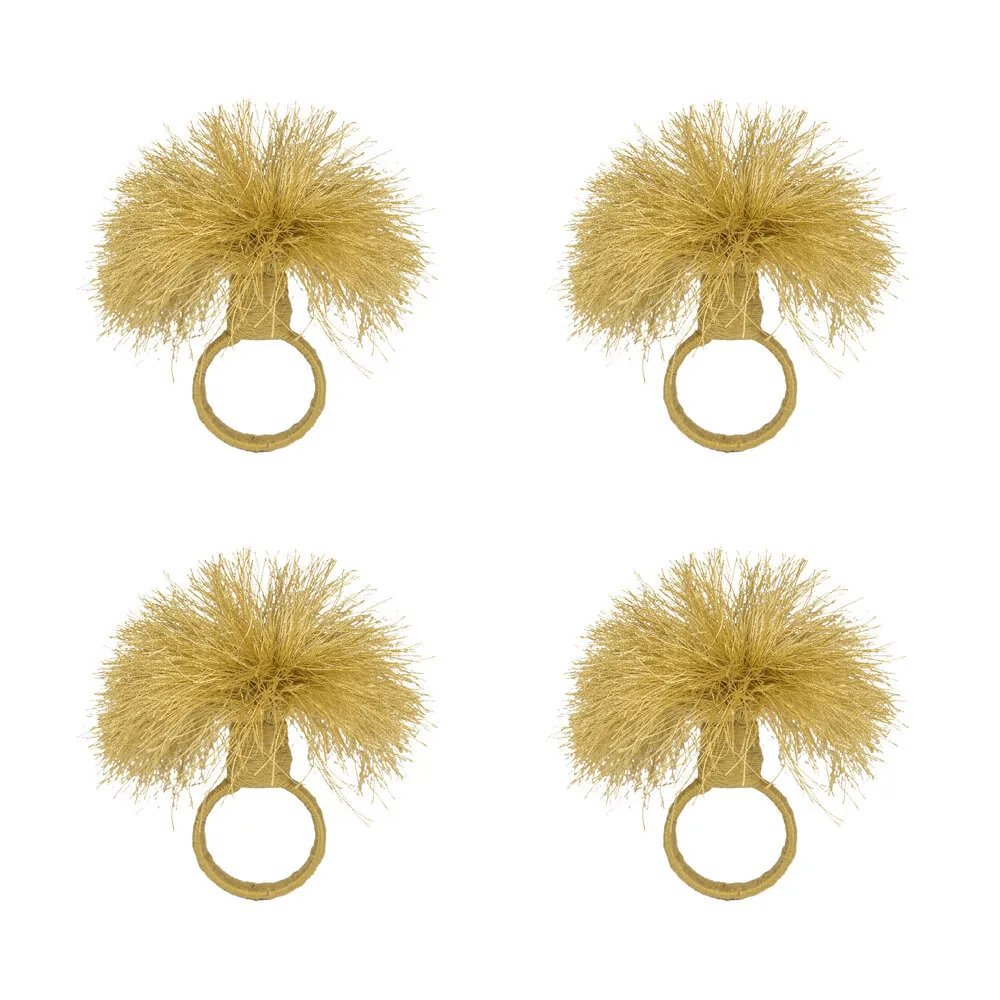 Tassel Napkin Rings Handmade Wood Circular Table Decoration For Wedding Party Dinner Boho Light Luxury Style