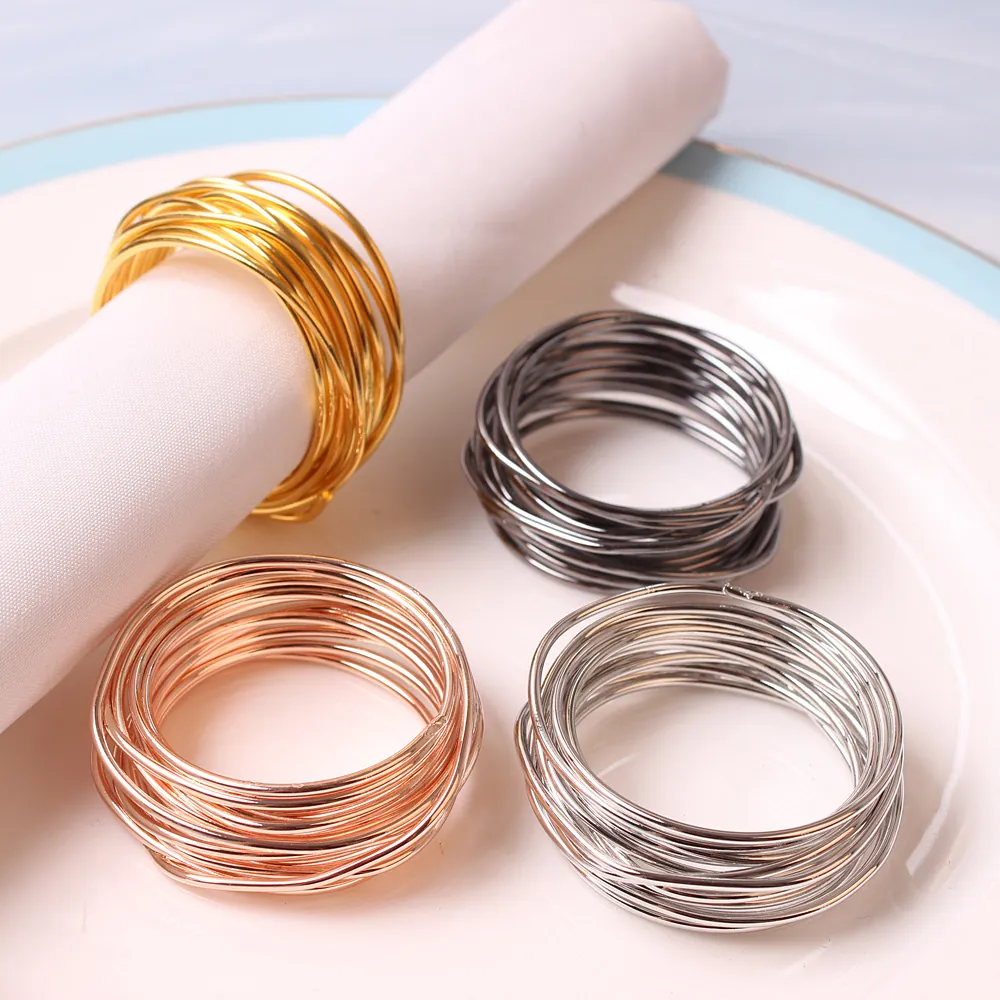 Metal Wire Wrapped Napkin Rings Electroplated Creative Spiral Design For Wedding Hotel Dinner Table Decoration