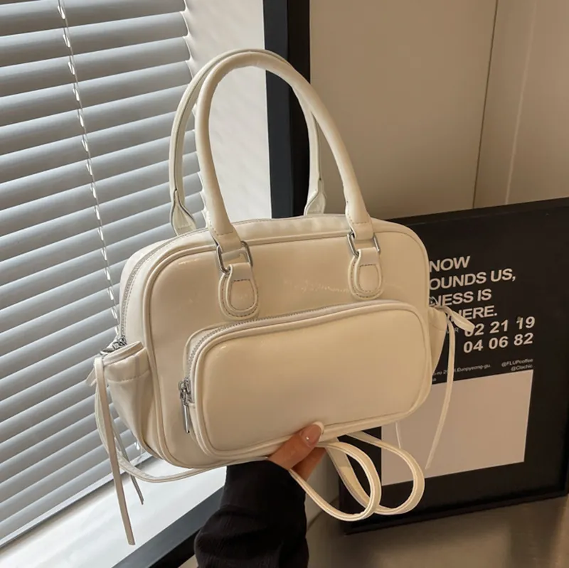 Multifunctional Backpack Handbag Shiny PU Leather Vintage Urban Minimalist Crossbody Shoulder Bag Women Casual Daily Travel