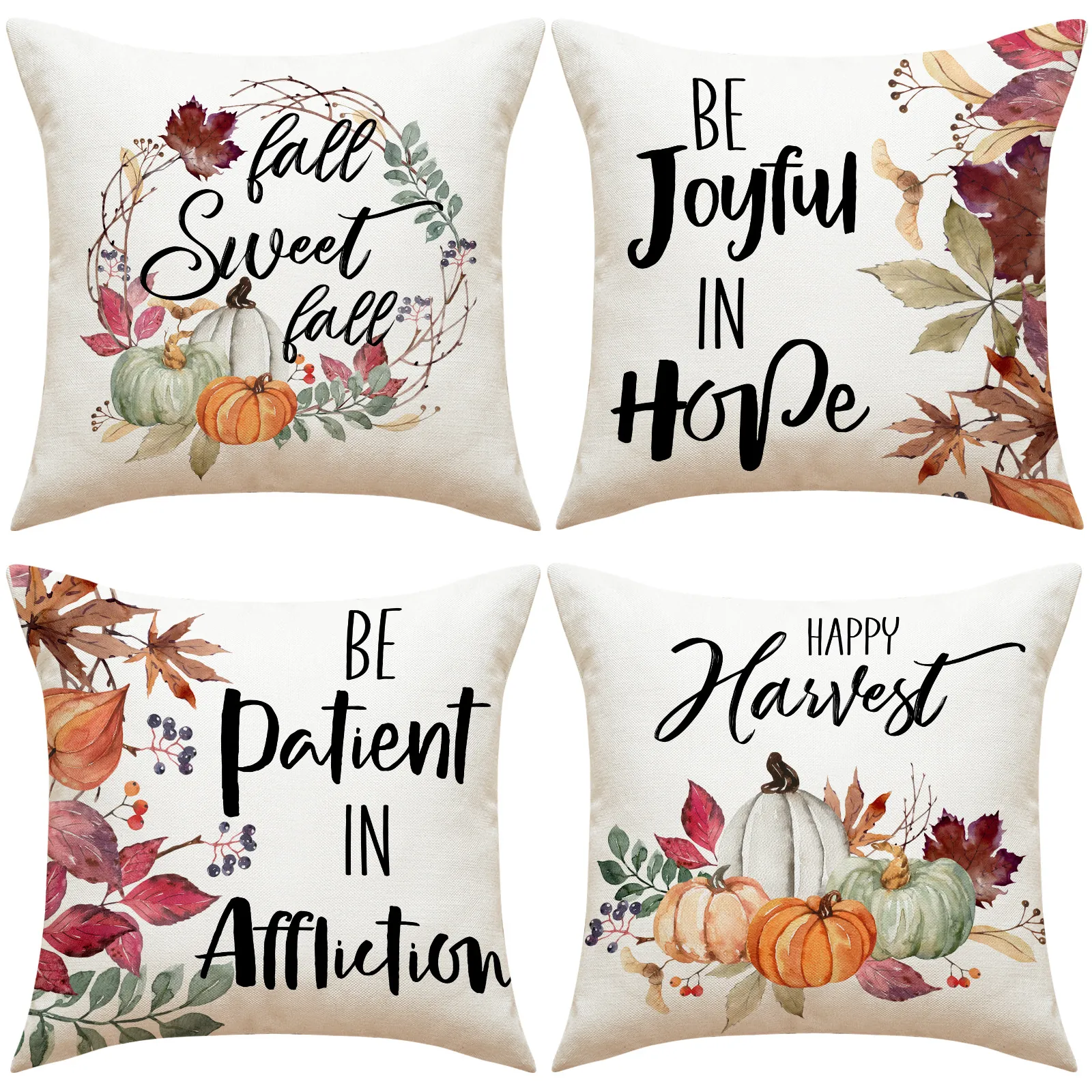 Herbst Ernte Kürbis Leinen Kissenbezug Dekorative Ahornblatt Sofa Kissenhülle Erntedankfest Home Deko