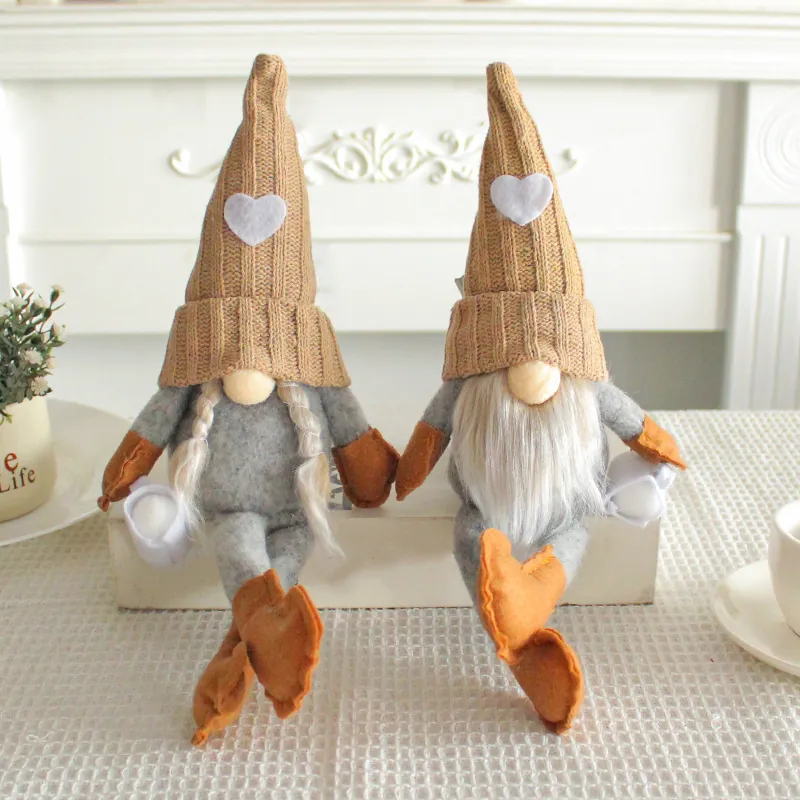 Christmas Gnome Plush Doll Knitted Faceless Tomte Nordic Holiday Home Table Decor Toy Gift