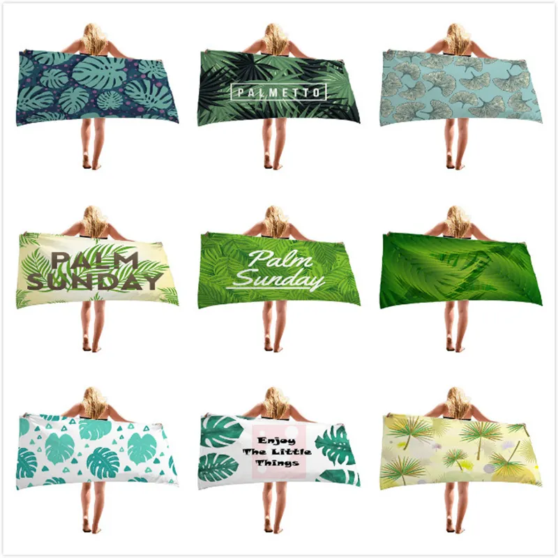 Microfiber Beach Towel Tropical Plant Palm Monstera Leaf Pattern Quick Dry Highly Absorbent Large Bath Towel For Swimming Travel
