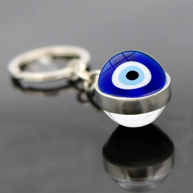 Portachiavi Occhio Del Diavolo Amuleto Turco Nazar Ciondolo Sfera Di Vetro Blu Lega Di Zinco Anello Portachiavi Ornamento Per Borsa
