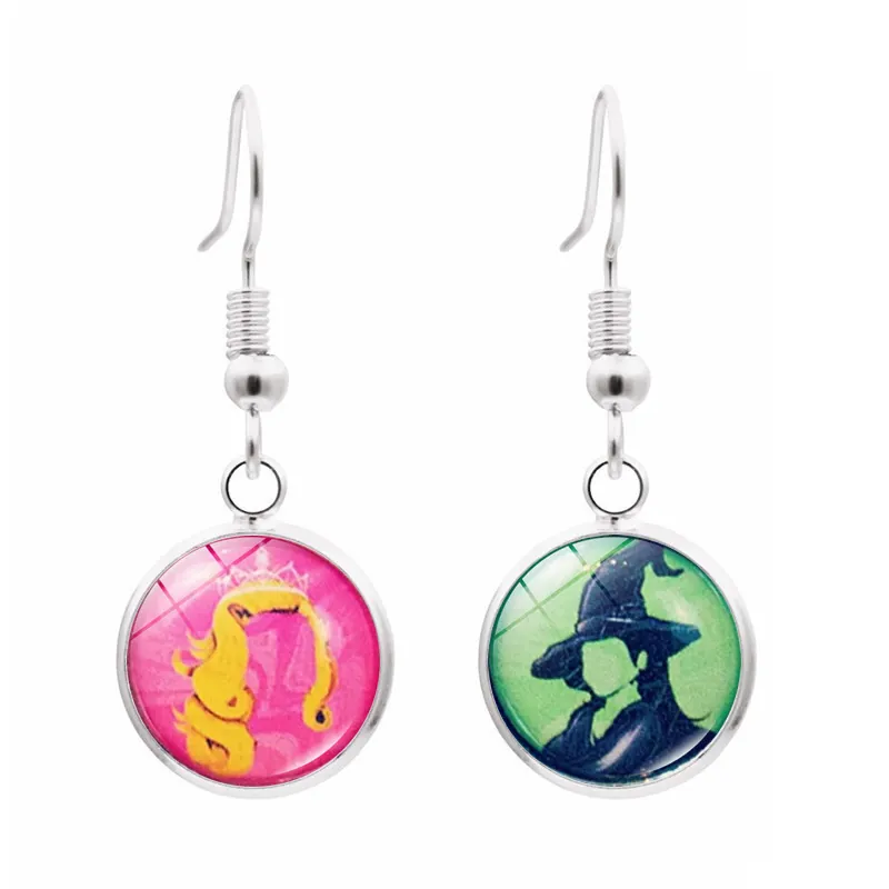 Boucles d'Oreilles à Crochet en Alliage de Verre Fantaisie avec Silhouette de Chapeau de Sorcière et Princesse Bijoux Femme