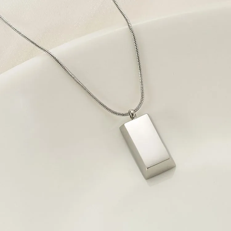 Minimalist Rectangle Bar Pendant Necklace Titanium Steel Polish Finish Snake Chain Jewelry Gift For Women Men