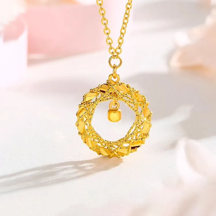 Dreamcatcher Woven Pendant Necklace Titanium Steel Chain And Copper Cube Charm Luxury Jewelry For Women Trendy
