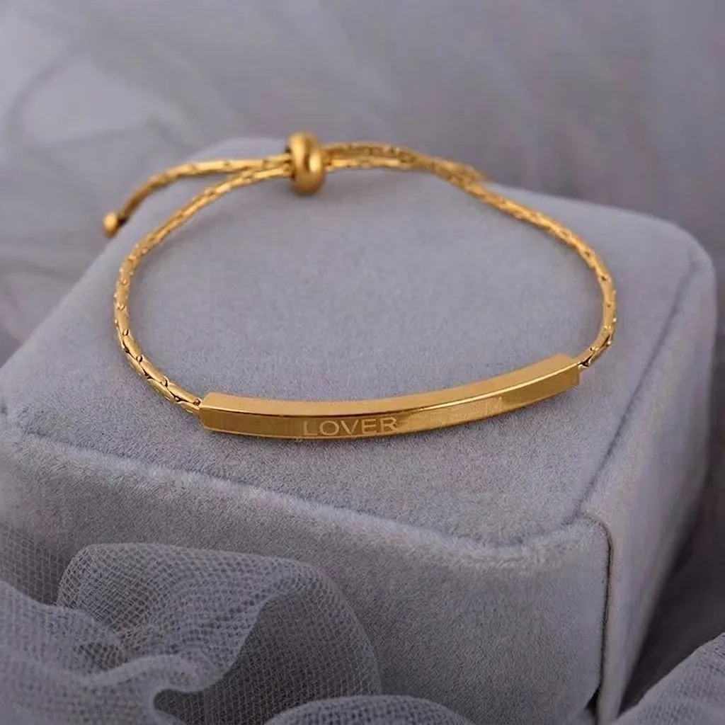 Titanium Steel Anklet For Women Engraved Lover Dream Adjustable Slider Drawstring Chain Non-Tarnish Minimalist Jewelry