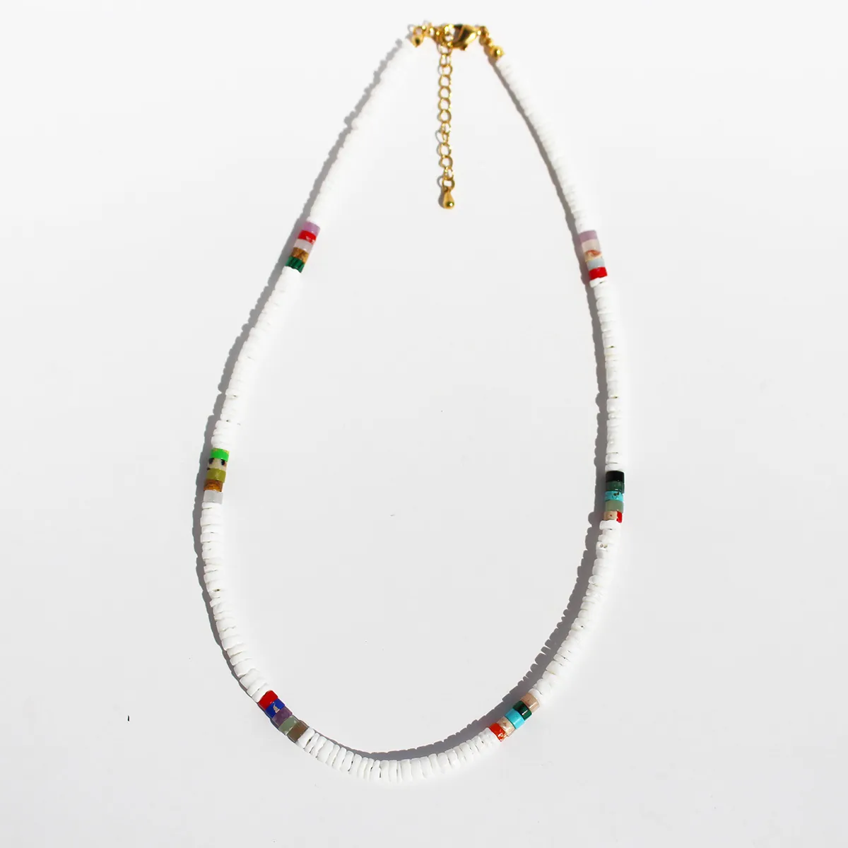 Böhmische Heishi Perlenkette Mit Messing Muschel Und Bunten Natursteinperlen Ethno Sommer Strand Frauen Schmuck