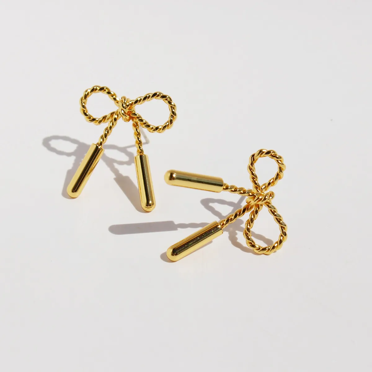 Elegant Bowknot Stud Earrings With 925 Sterling Silver Earring Post Twisted Rope Design Brass Gold Silver Plated Jewelry For Women