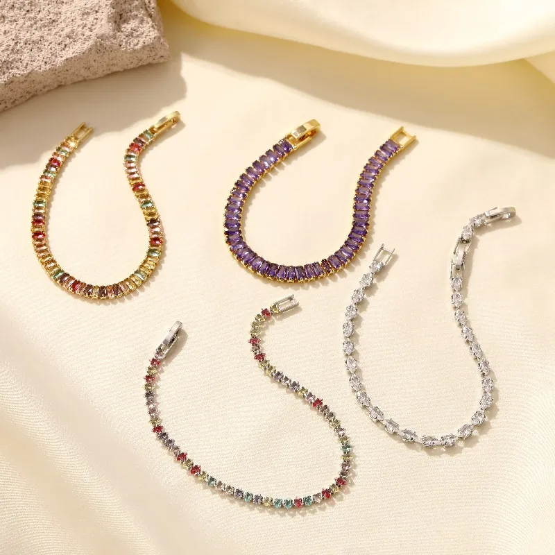 Bracelet De Tennis De Luxe En Acier Inoxydable Avec Zircone Et Strass Bijoux Élégants Pour Femmes Et Hommes