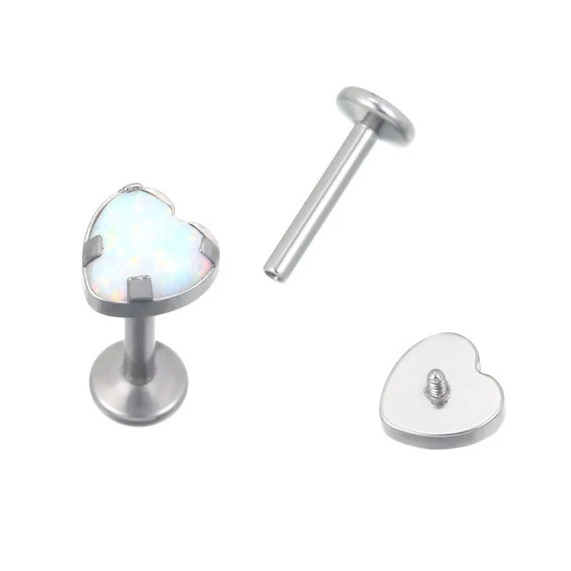 Stainless Steel Zirconia Piercing Stud Earrings Internal Thread Flat Back Labret Lip Ear Bone Piercing Jewelry For Women