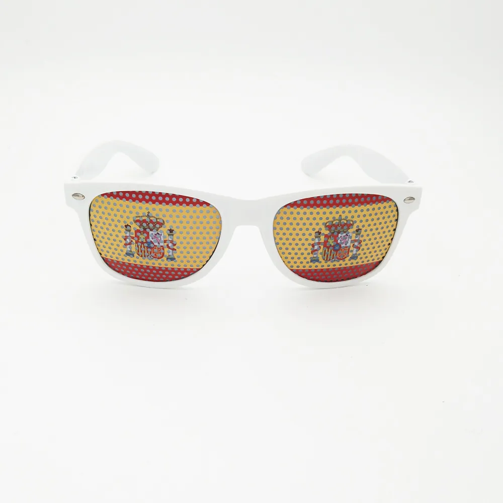 Lunettes de Soleil Autocollant Drapeau Espagnol UV400 Monture Plastique Lunettes de Fête Fantaisie pour Fans Événements Sportifs