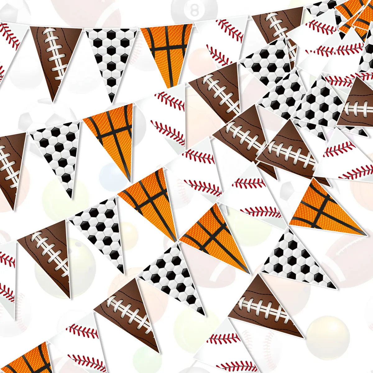 Striscione per Feste a Tema Sportivo Cartoncino Bandierine Triangolari per Pallacanestro Calcio Baseball Compleanno Decorazioni