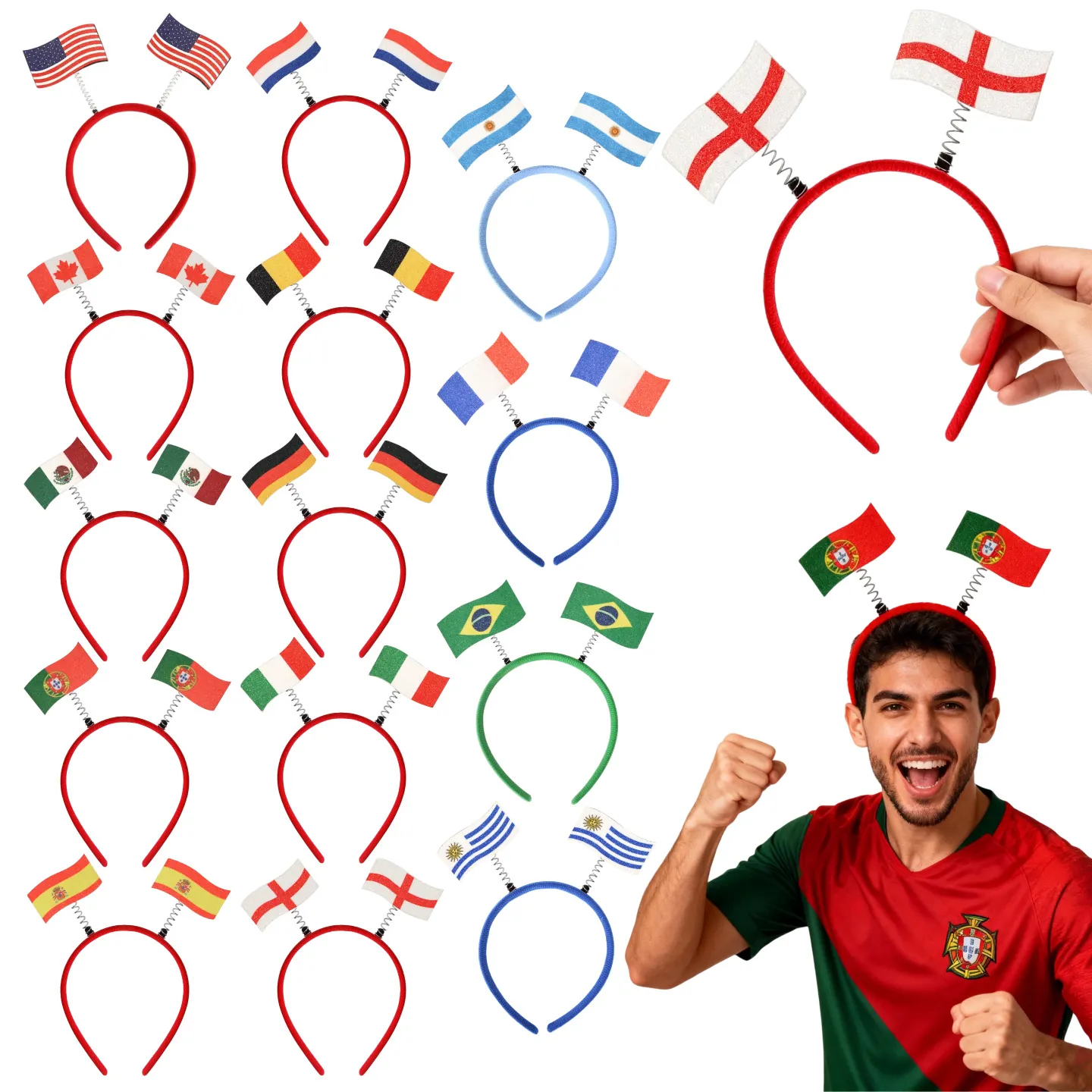 National Flag Spring Headband Glitter Football Fan Cheer Props For 2026 World Cup Party Sports Event Headpiece For Unisex