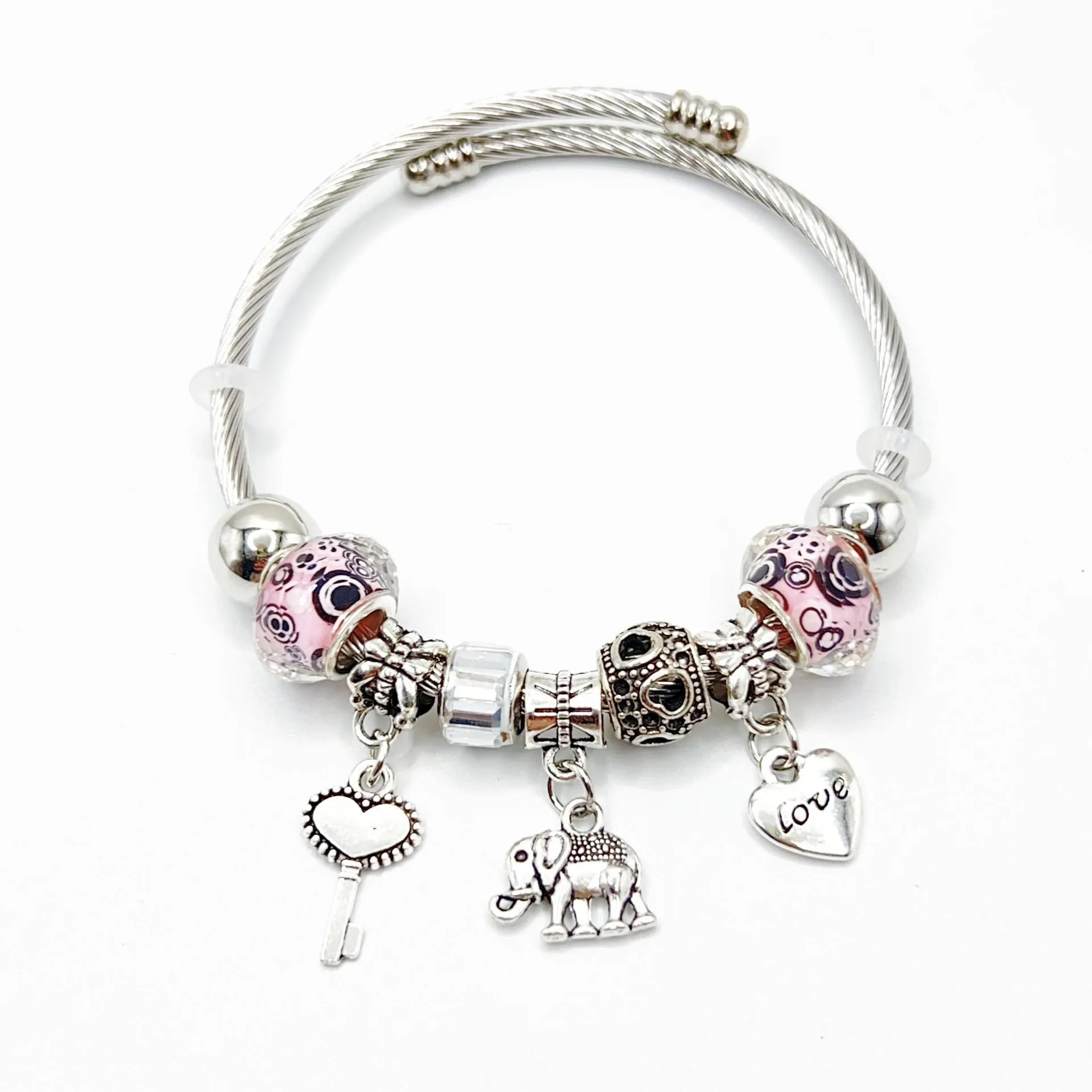 Legering Charm Armband Met Madeliefje Olifant Hart Hangers Kralen Sieraden Voor Vrouwen Meisjes Casual Dagelijkse Stijl