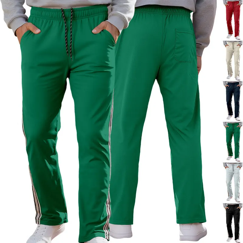 Men's Sweatpants Side Stripe Joggers Polyester Spandex Elastic Drawstring Waist Athletic Fashion Casual Trousers With Pockets