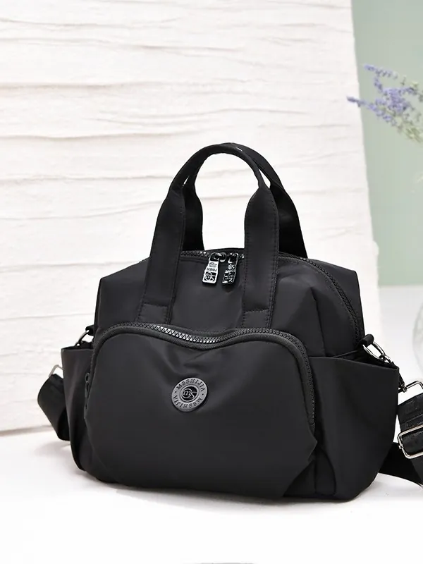 Women Waterproof Nylon Crossbody Bag Large Capacity Multi Pocket Handbag Casual Commuting Shoulder Bag Adjustable Strap