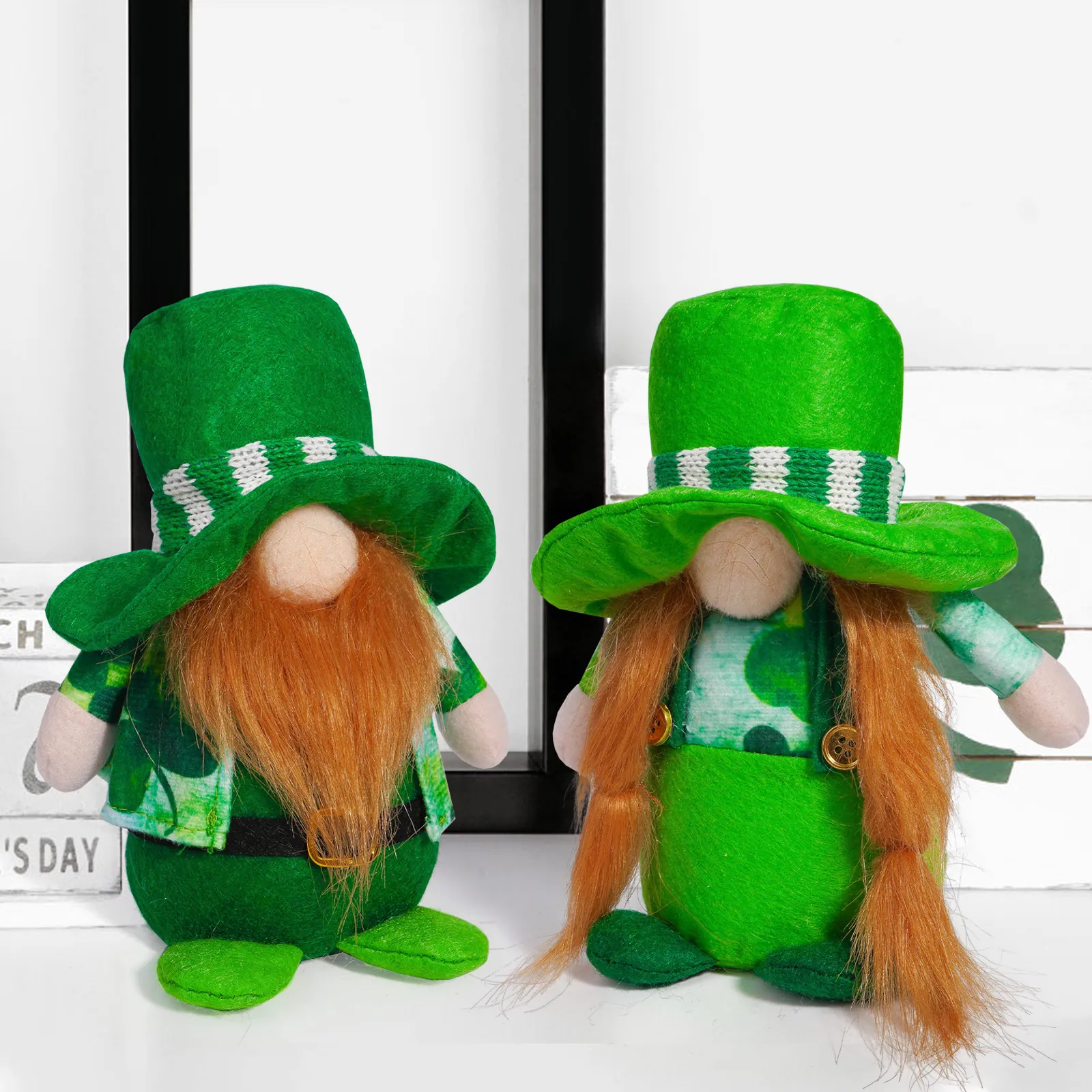 St Patricks Day Gnomes Plush Decorations Irish Shamrock Faceless Doll Ornaments Green Lucky Elf For Home Table Party