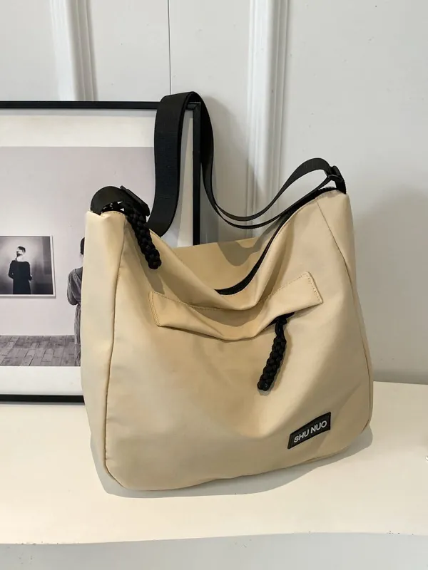 Women Large Capacity Crossbody Bag Lightweight Nylon Tote Bag Simple Commute Shoulder Bag With Adjustable Strap For Travel