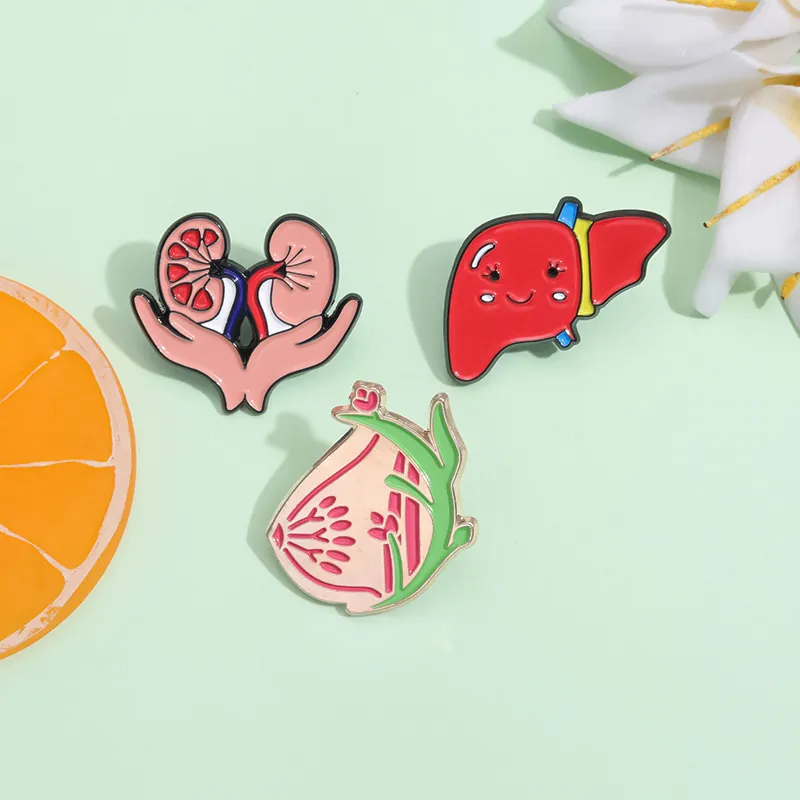 Kreative Menschliche Organe Emaille Pin Legierung Niere Leber Floral Abzeichen Medizinische Arzt Krankenschwester Geschenk Schmuck