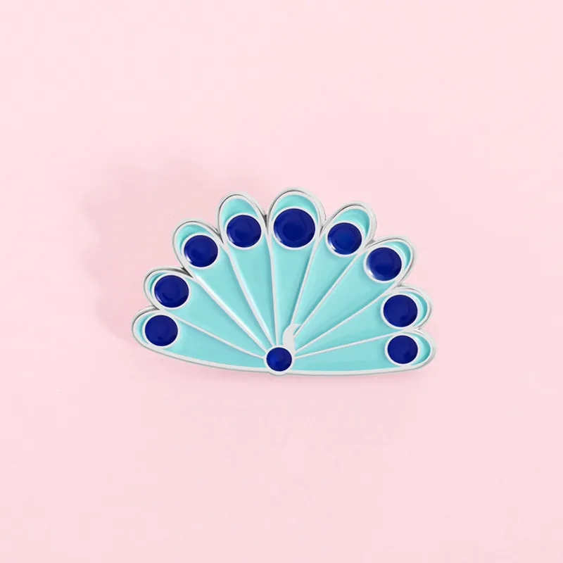 Exquise Broche en Émail de Plume de Paon en Alliage Animal Forme d'Éventail Badge Accessoire pour Vêtements Sac à Dos Cadeau