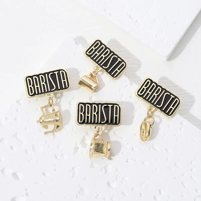 Creatieve Emaille Barista Broche Koffiekopje Boon Melkkannetje Hanger Legering Metalen Badge Pin Voor Mannen Vrouwen