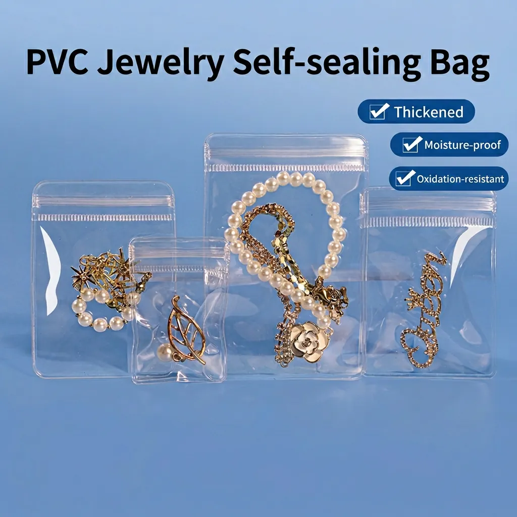 Transparent Jewelry Packaging Bags PVC Clear Ziplock Self Sealing Anti Oxidation Dustproof Storage Pouches For Earrings