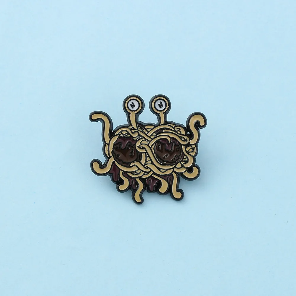 Creative Alloy Enamel Flying Spaghetti Monster Brooch Cartoon Fun Lapel Pin Badge For Clothing Bag Decor Gift Unisex Accessory