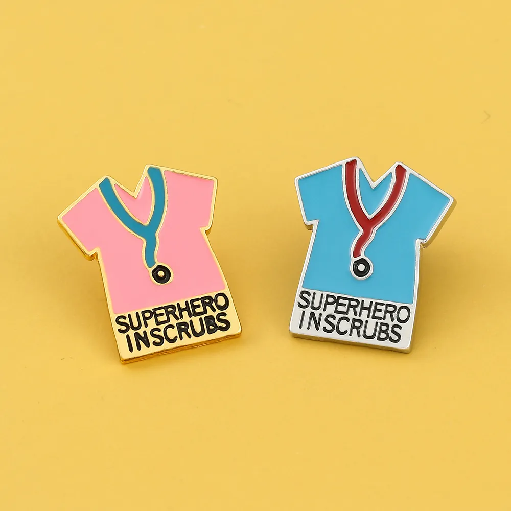 Superhero In Scrubs Medical Enamel Brooch Pin Stethoscope Scrub Suit Design Alloy Drip Oil Badge Jewelry Gift For Doctors Nurses