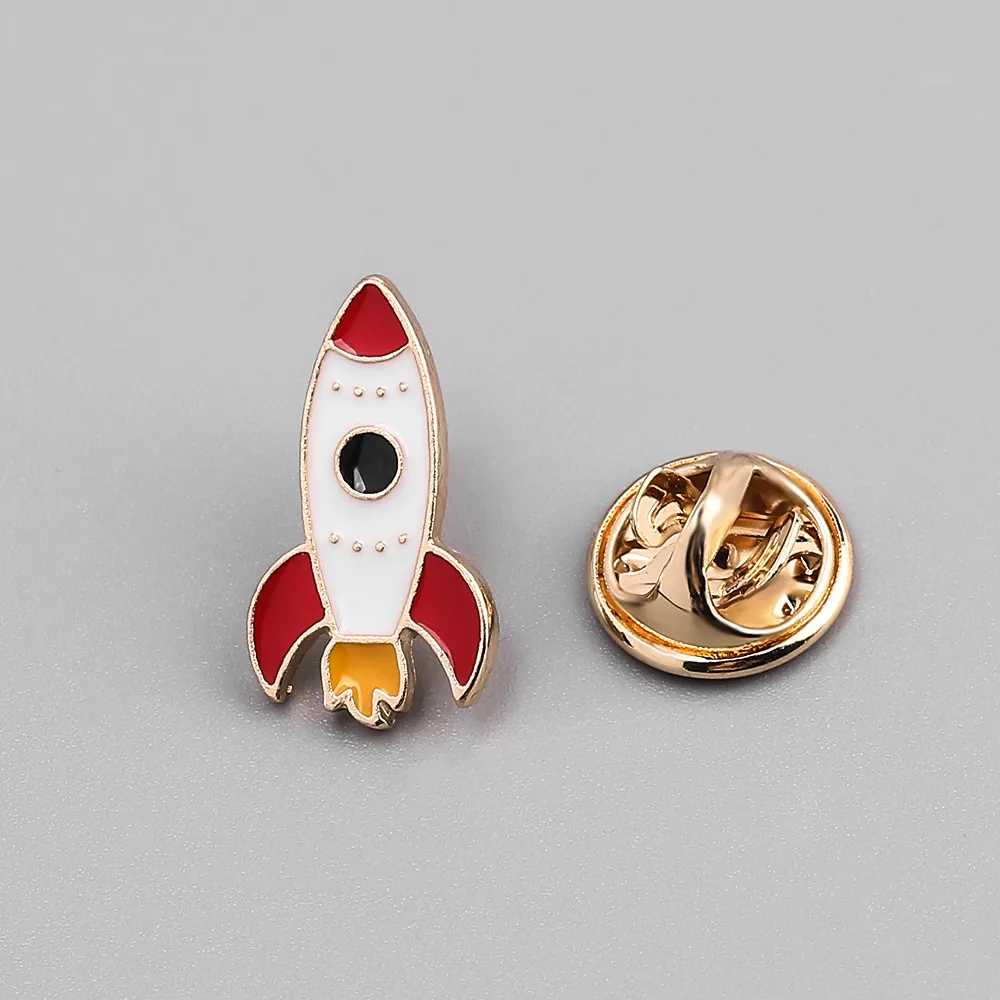 Cartoon Rocket Enamel Pin Alloy Drip Oil Brooch For Bags Clothing Accessories Unique Space Aerospace Jewelry Gift For Men Women