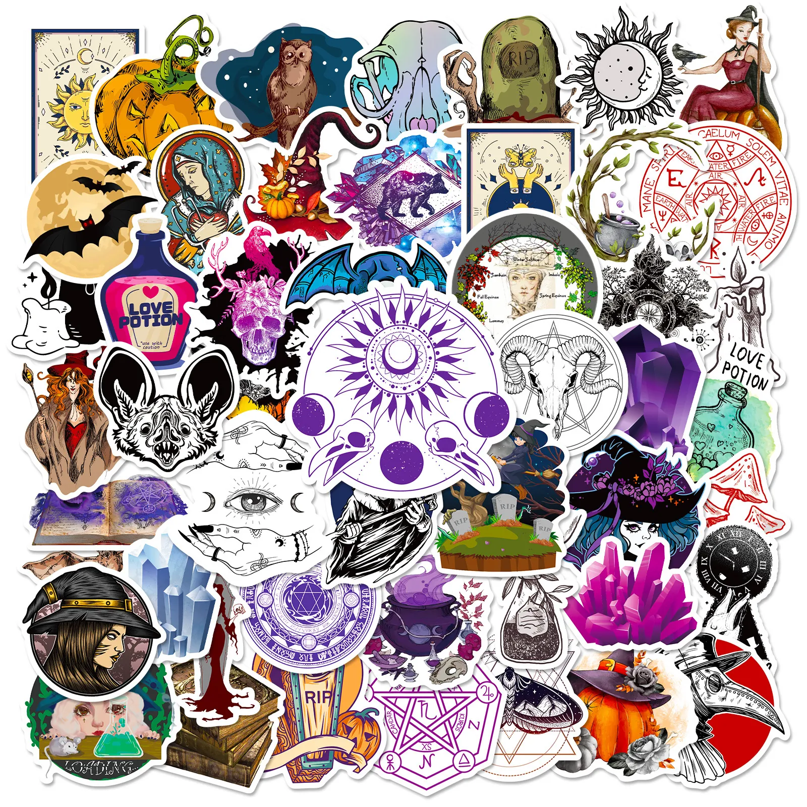 Gothic Magic Book Witchcraft Waterproof Stickers For Halloween DIY Scrapbook Laptop Luggage Skateboard Decoration