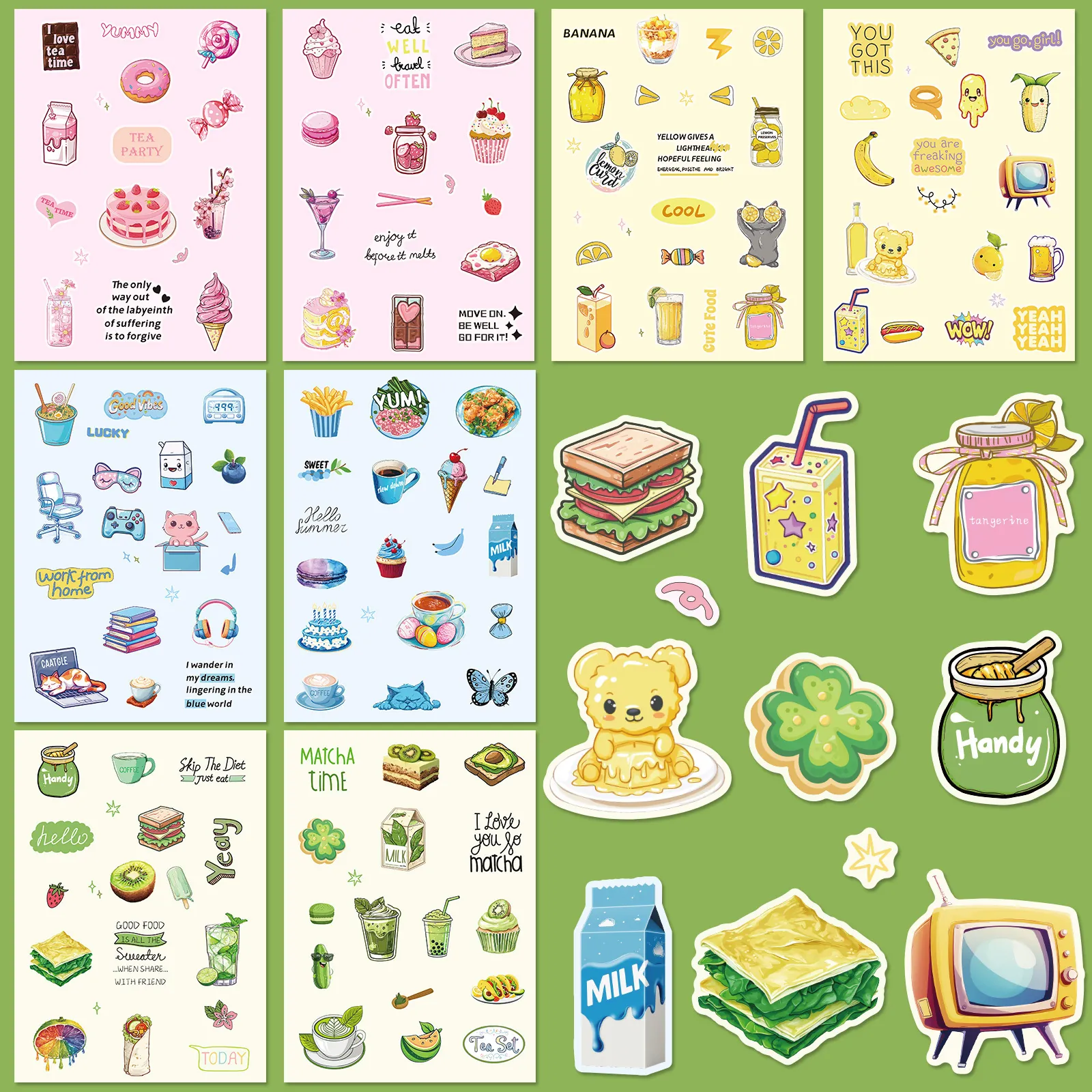 Mignons Autocollants de Dessin Animé Imperméable PP Décalcomanies Décoratives Pour Scrapbooking Journaling Bricolage Papeterie Thèmes Multiples