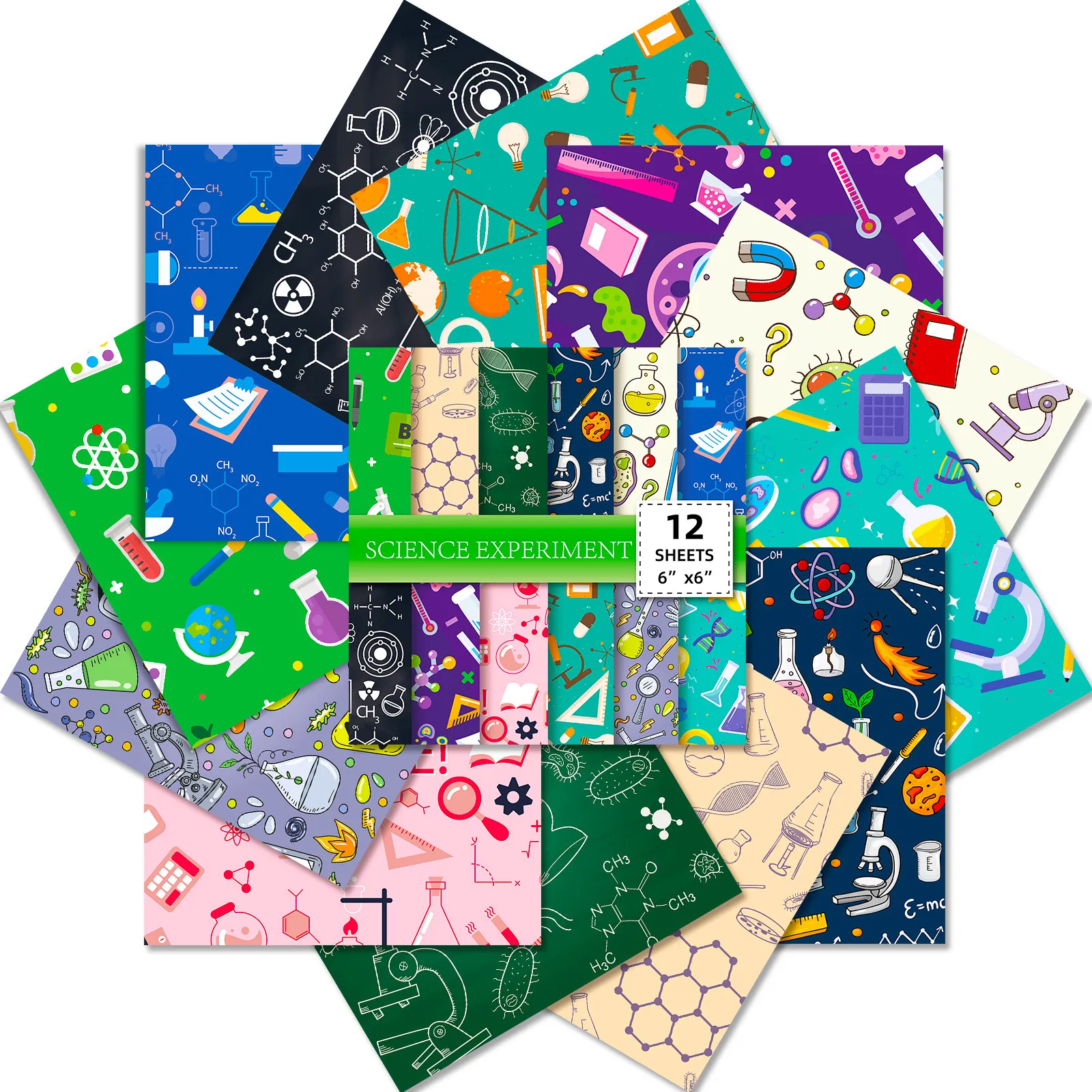 Science Experiment Scrapbooking Material Paper STEM Laboratory Theme Decorative Background Paper For Journaling DIY Crafts