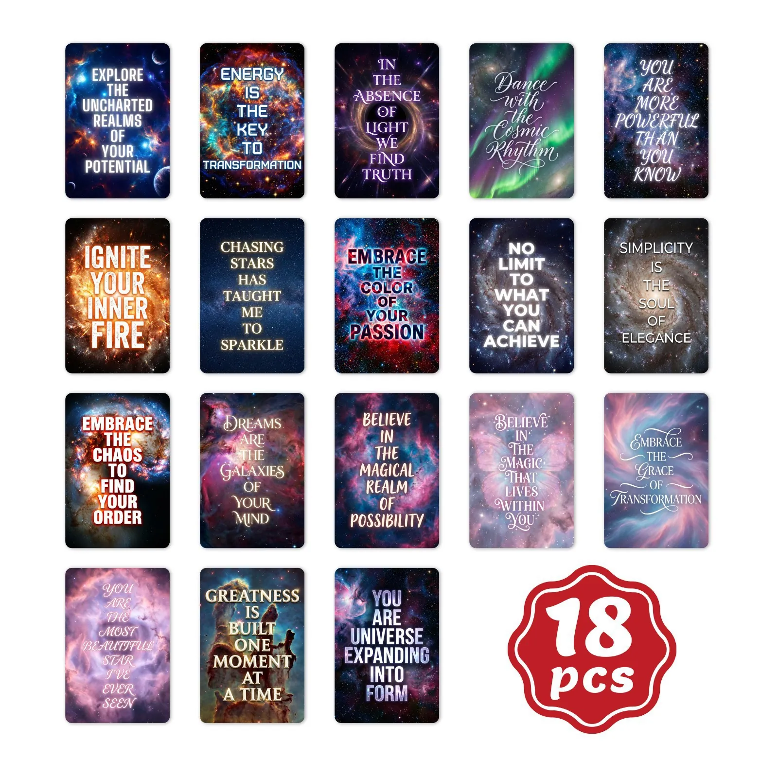 Galaxy Starry Sky Inspirational Greeting Cards Nebula Theme Positive Affirmation Gift Cards For Home Office Decor