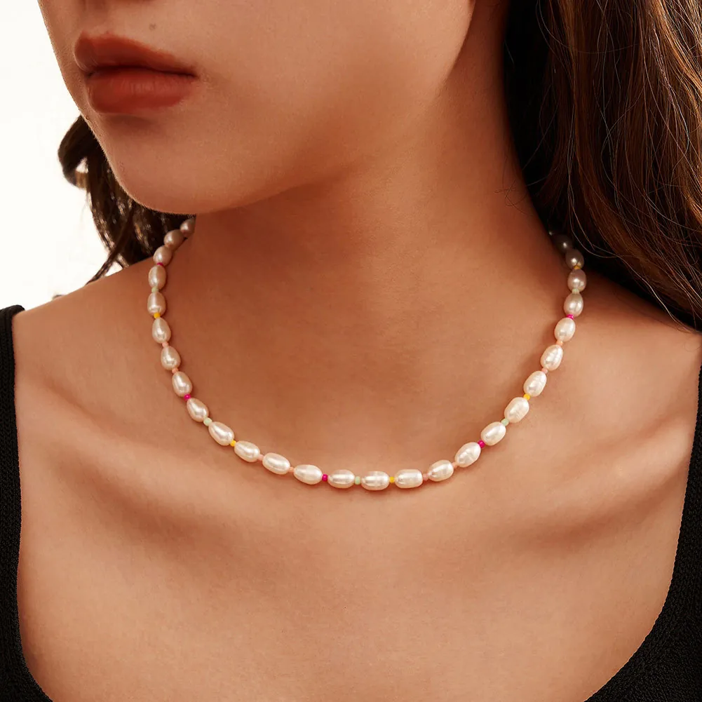 Collana Di Perle Scaramazze D'acqua Dolce Con Chiusura In Argento Sterling 925 E Perle Colorate Gioielli Bohemian Chic Da Donna