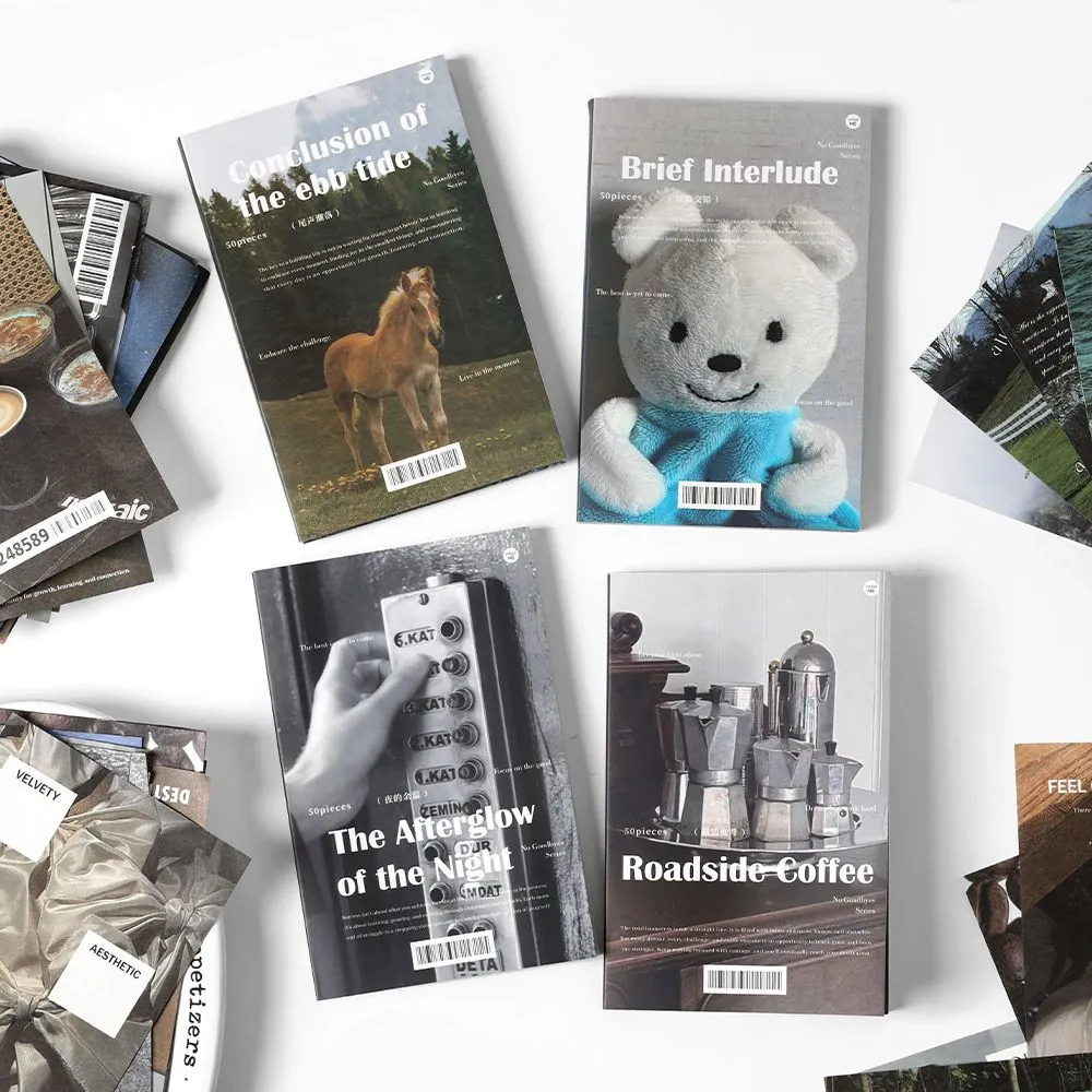 Aesthetic Vintage DIY Scrapbooking Deco Paper No Goodbyes Series Landscape Coffee Theme Journaling Background Decoration