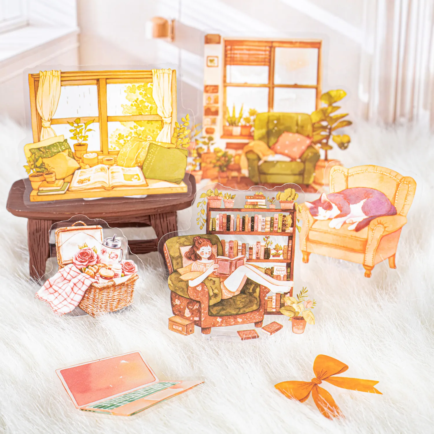 Autocollants PET Série Beautiful Day Style de Guérison DIY Décoration de Scène de Maison Illustration Planner Art