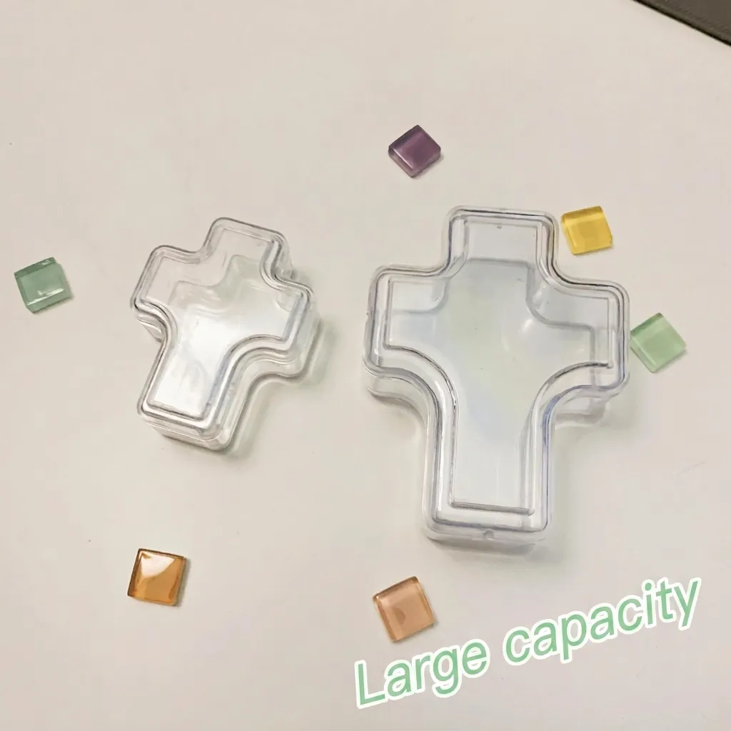 Transparent Plastic Cross Jewelry Storage Box With Lid Portable Clear Gift Box For Pendants Necklaces Rings Small Ornament Box