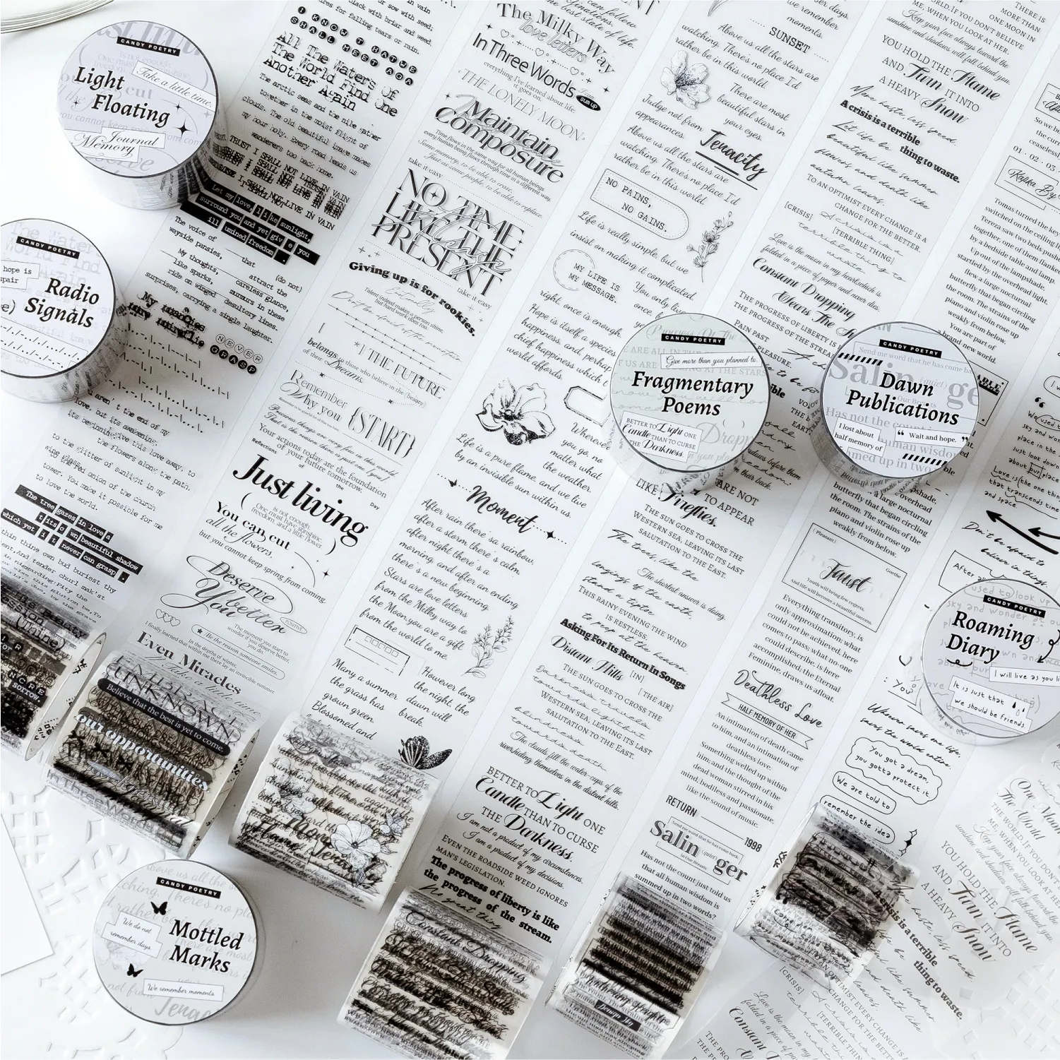 Βίντατζ Ταινία Scrapbooking από PET με Αγγλική Ποίηση Αυτοκόλλητα Υλικά για Ημερολόγιο και Κατασκευές DIY