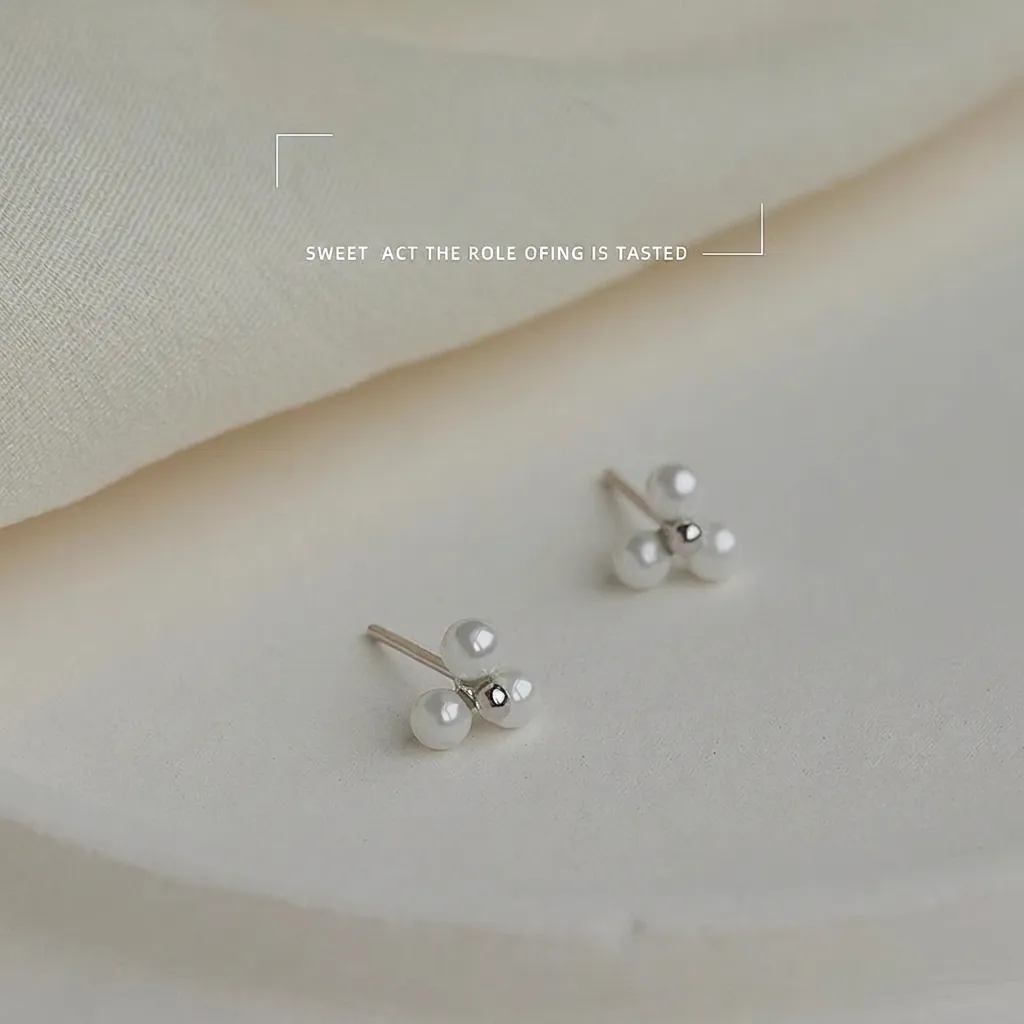 Exquisite Triple Artificial Pearl Cluster Stud Earrings With 925 Sterling Silver Earring Post Brass Minimalist Jewelry For Women