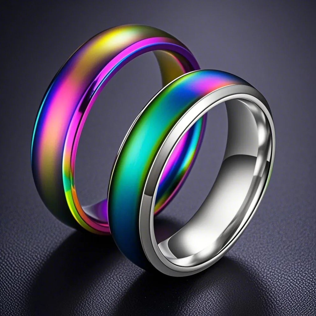 Minimalist Stainless Steel Mood Ring For Women Men Temperature Color Changing Band Ring Fashion Jewelry Unisex Finger Ring