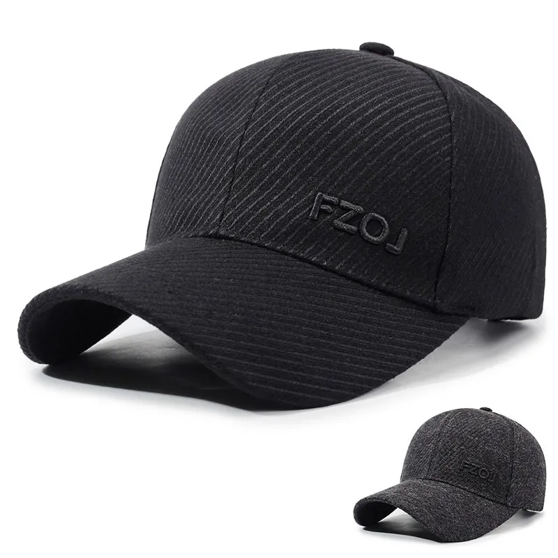 Men Winter Baseball Cap Warm Thickened Ear Protection Outdoor Casual Adjustable Letter Embroidered Sun Hat Windproof Duck Tongue Cap