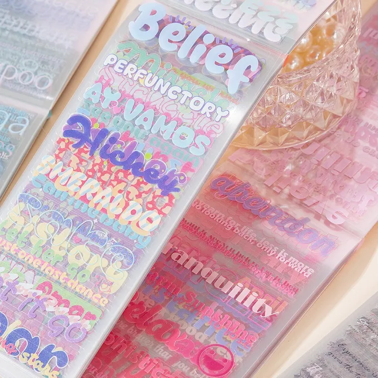 Livre d'Autocollants de Lettres de Mots d'Art Anglais en PET Vintage 50 Feuilles pour Scrapbooking DIY Journaling Arts Artisanat Autocollants Décoratifs Esthétiques