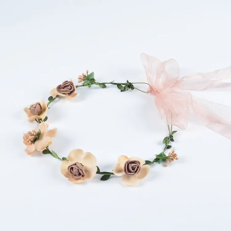 Handgefertigt Künstlicher Blumenkranz Mit Band Für Sonnenhut Dekoration Damen Hochzeit Strand Party Mode Floral Zubehör
